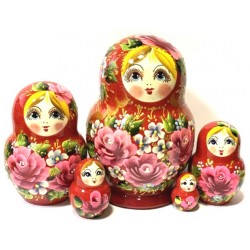 Матрешка 5 в 1 лампочка большая (Цветы, Эскиз 63, Розы)