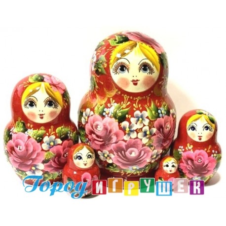 Матрешка 5 в 1 лампочка большая (Цветы, Эскиз 63, Розы)